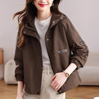 Thin Small Hooded Short Trench Coat